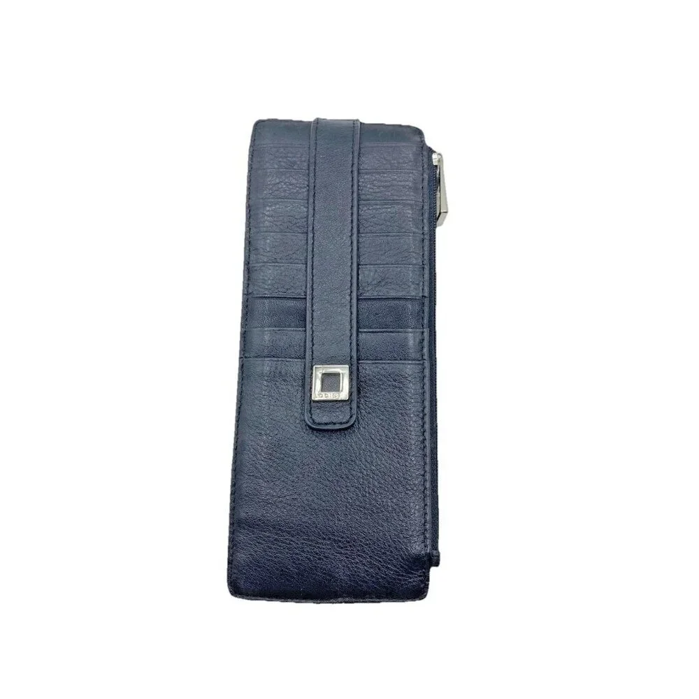 Lodis Black Leather Card Holder Wallet Case Zip Bill Compartment RFID Stacker